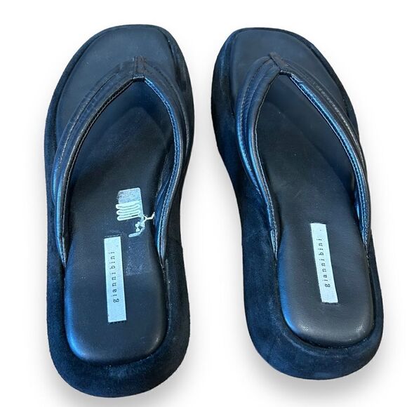 Gianni Bini Wesley Leather Suede Platform Flip Flop Thong Sandals Cushion Straps - Picture 11 of 12